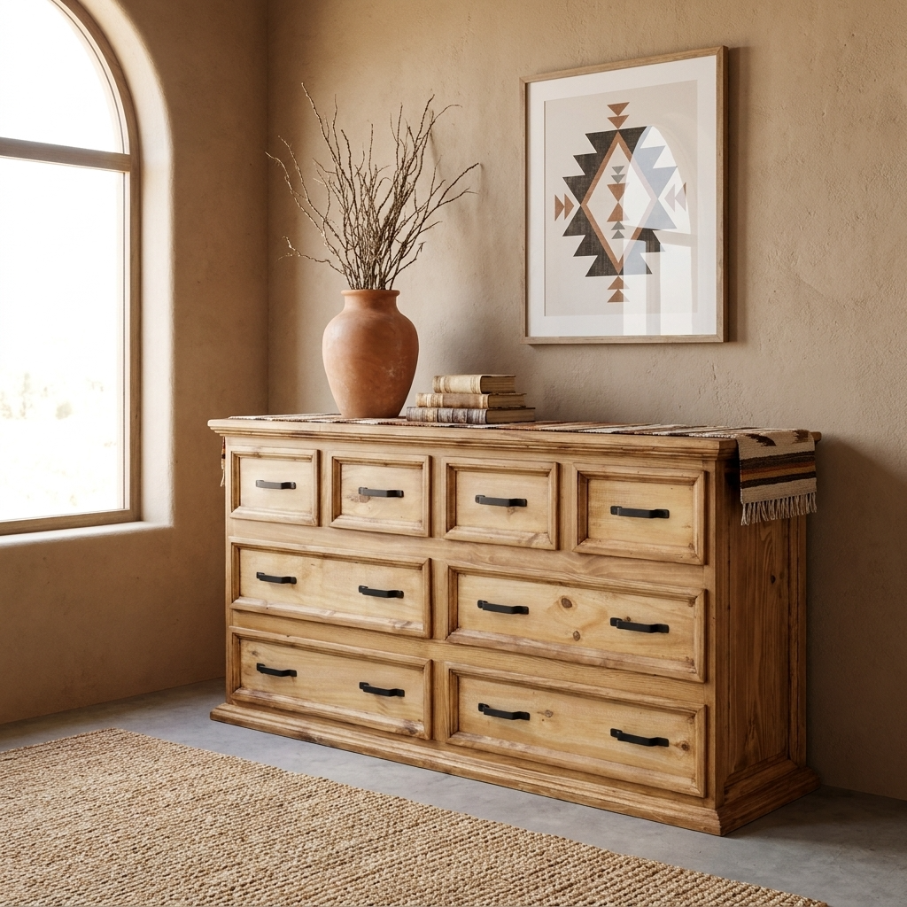 Traditional 8  Drawers Rustic Dresser