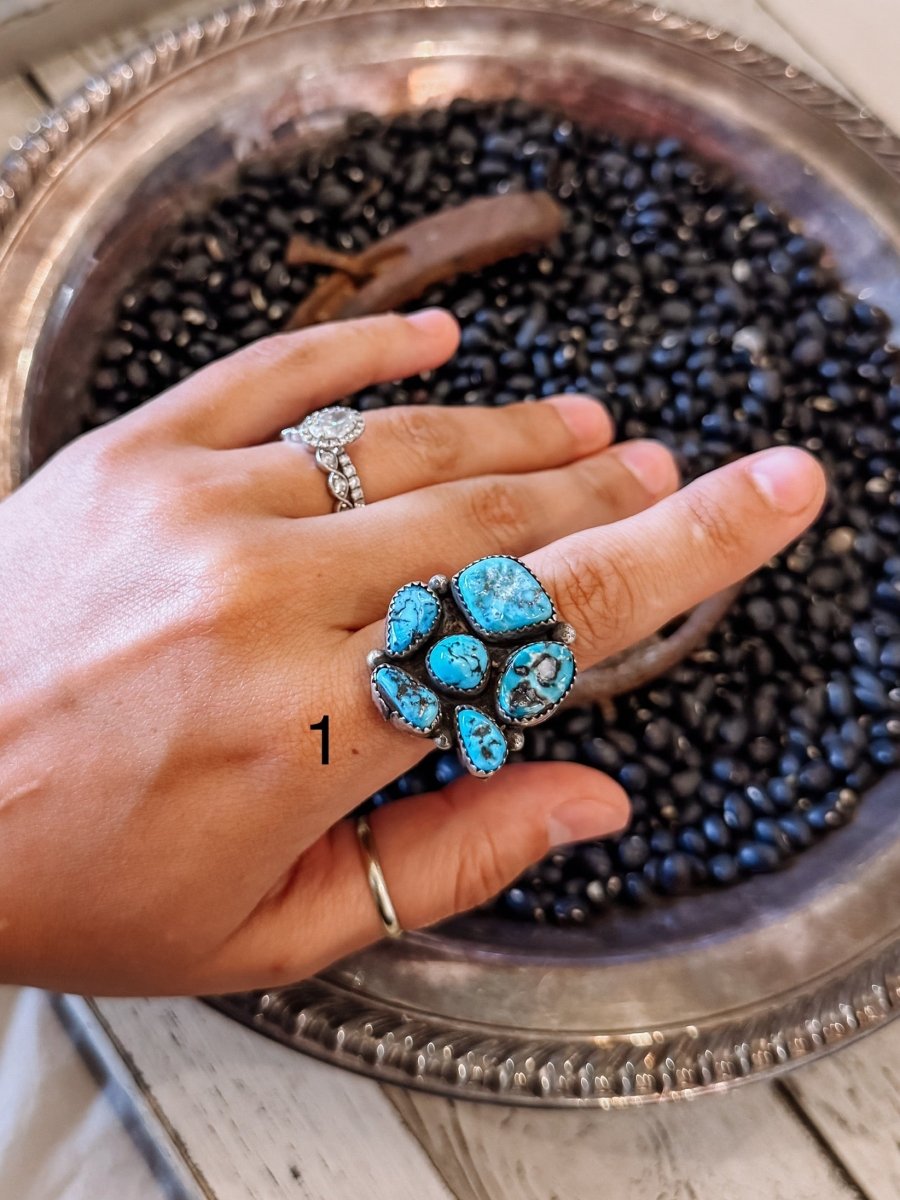 Drifter Adjustable Turquoise Cluster Ring