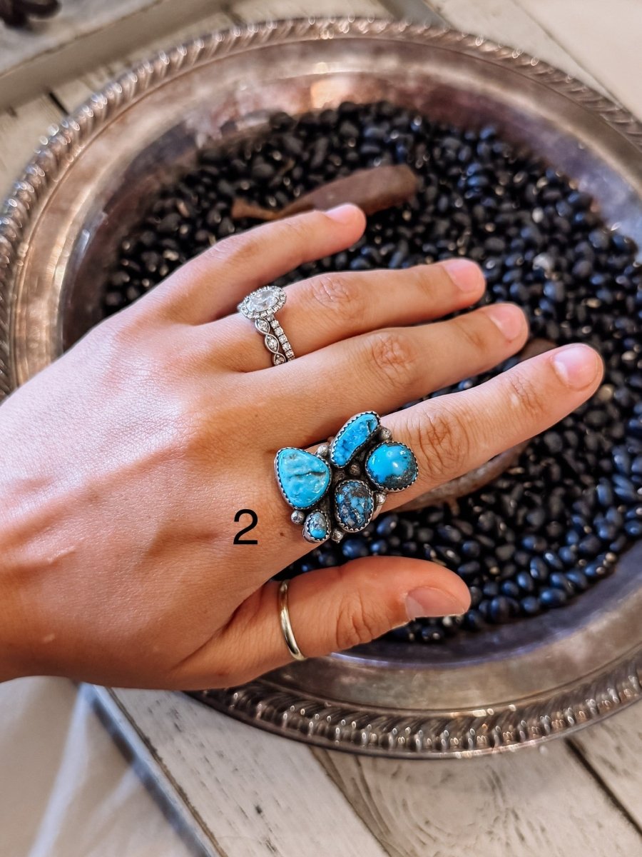 Drifter Adjustable Turquoise Cluster Ring