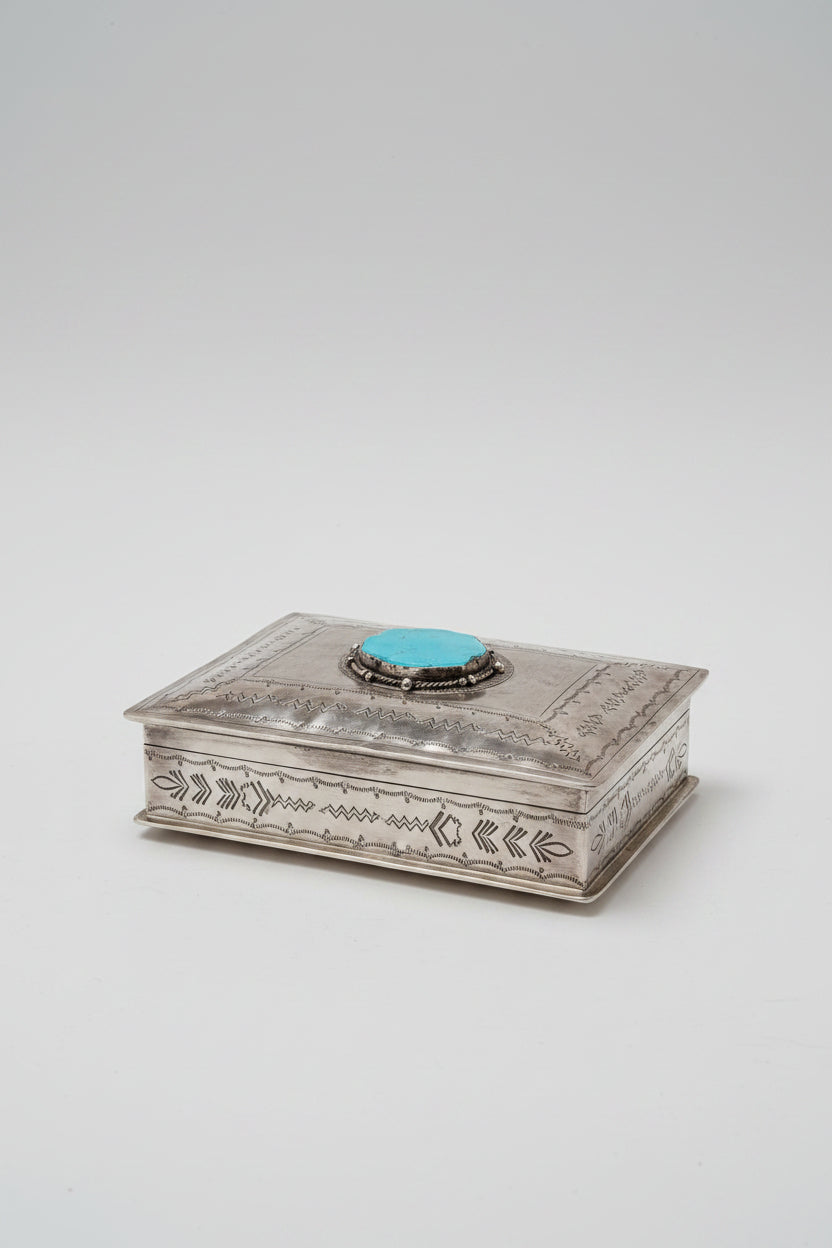 Ellis Stamped Box With Turquoise