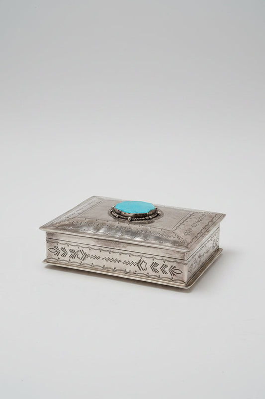 Ellis Stamped Box With Turquoise