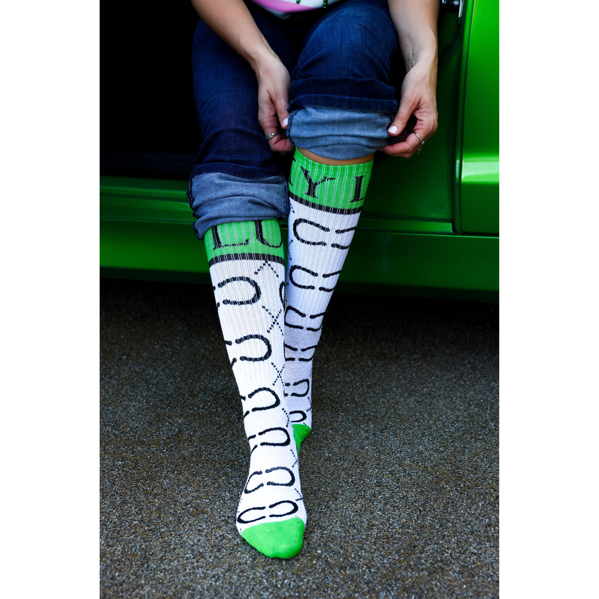 High Maintenance Cowgirl Kelly Green/ White Performance Boot Socks