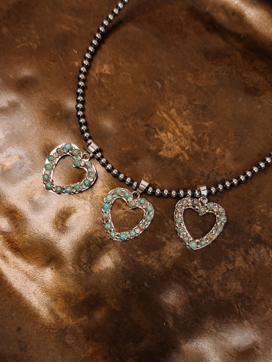 Hollow Heart Turquoise Necklace Pendant