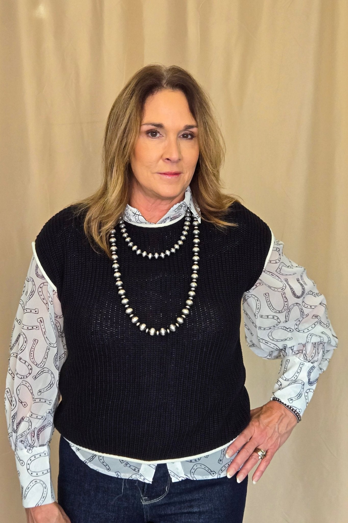 Horseshoe Print Blouse - Small and Large remaining