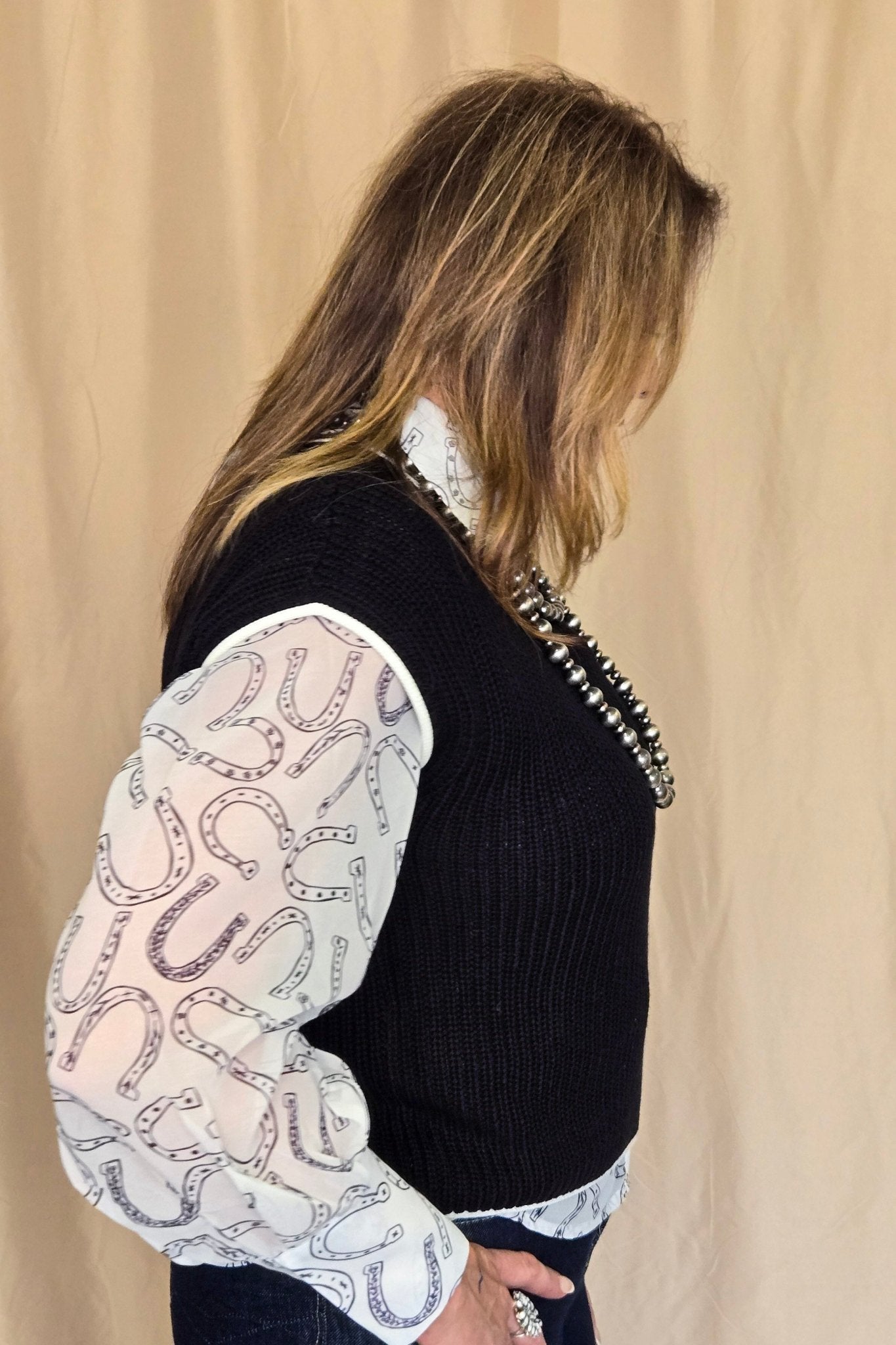 Horseshoe Print Blouse - Small and Large remaining