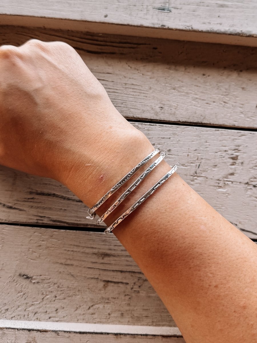 I Walk The Line Stamped Cuff Bracelet
