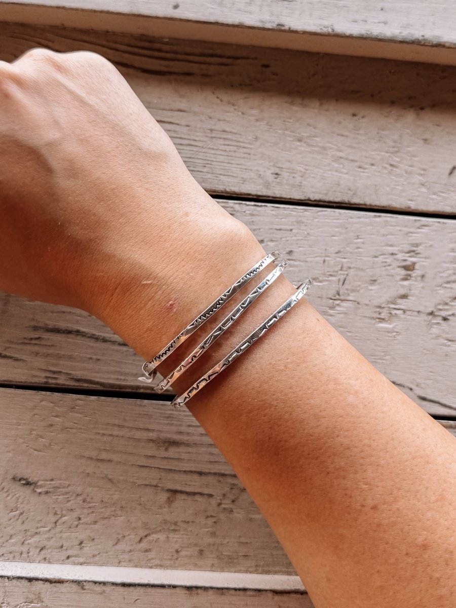 I Walk The Line Stamped Cuff Bracelet