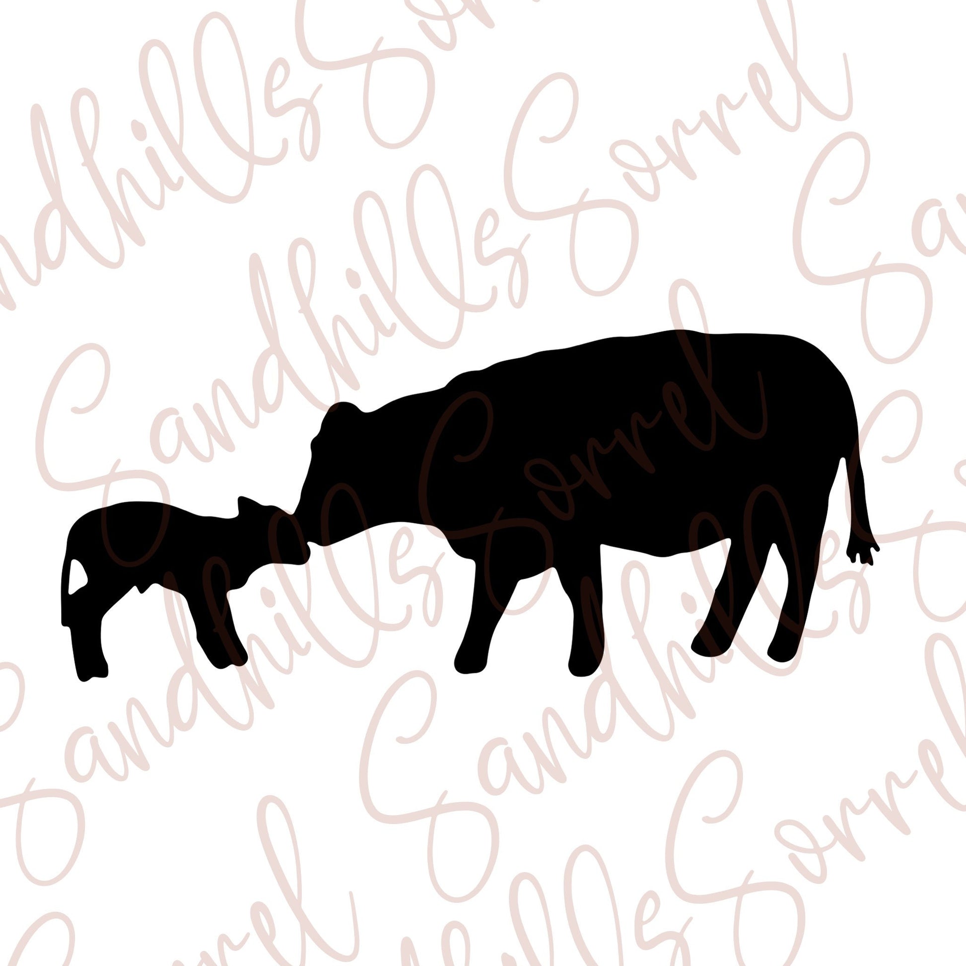 Cow and Calf PNG: Digital File for Crafts & Vinyl