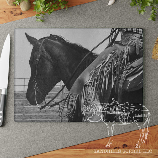 Ranch Horse Tempered Glass Cutting Board: Western Kitchen Decor