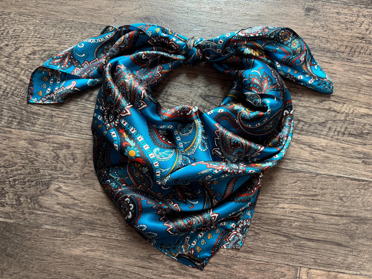 100% Silk Wild Rag Classic Paisley Red Brown Pink Black Purple Blue by Double B Wild Rags