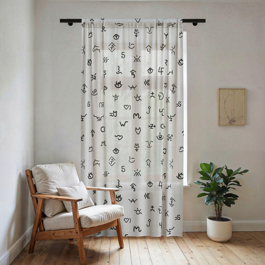 Cattle Brand Sheer Curtain Panel