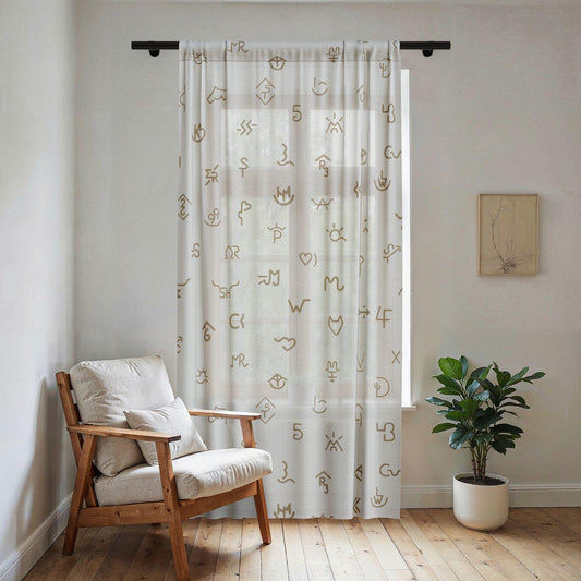 Cattle Brand Sheer Curtain Panel