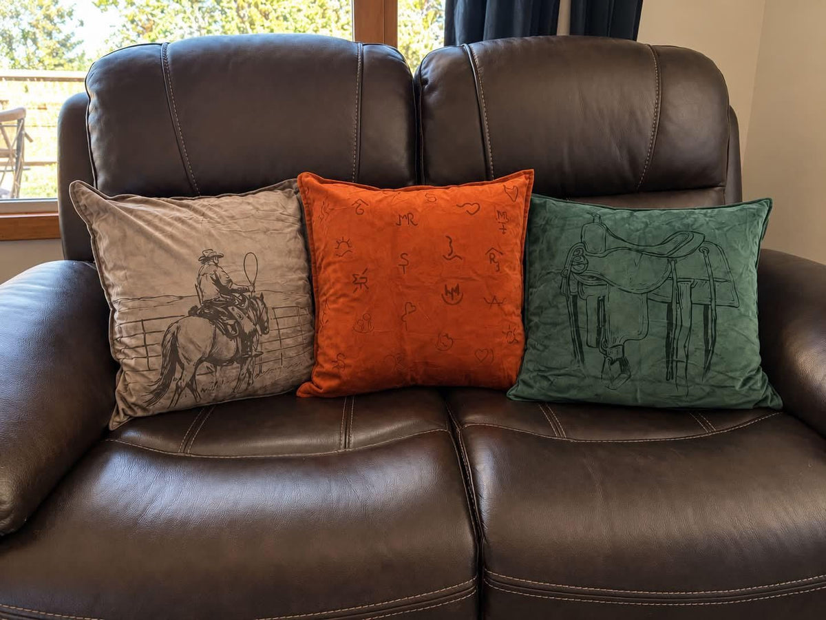 Custom Velvet Pillow | Personalized Ranch Pillow | Cattle Brand, Logo & Photo Pillow