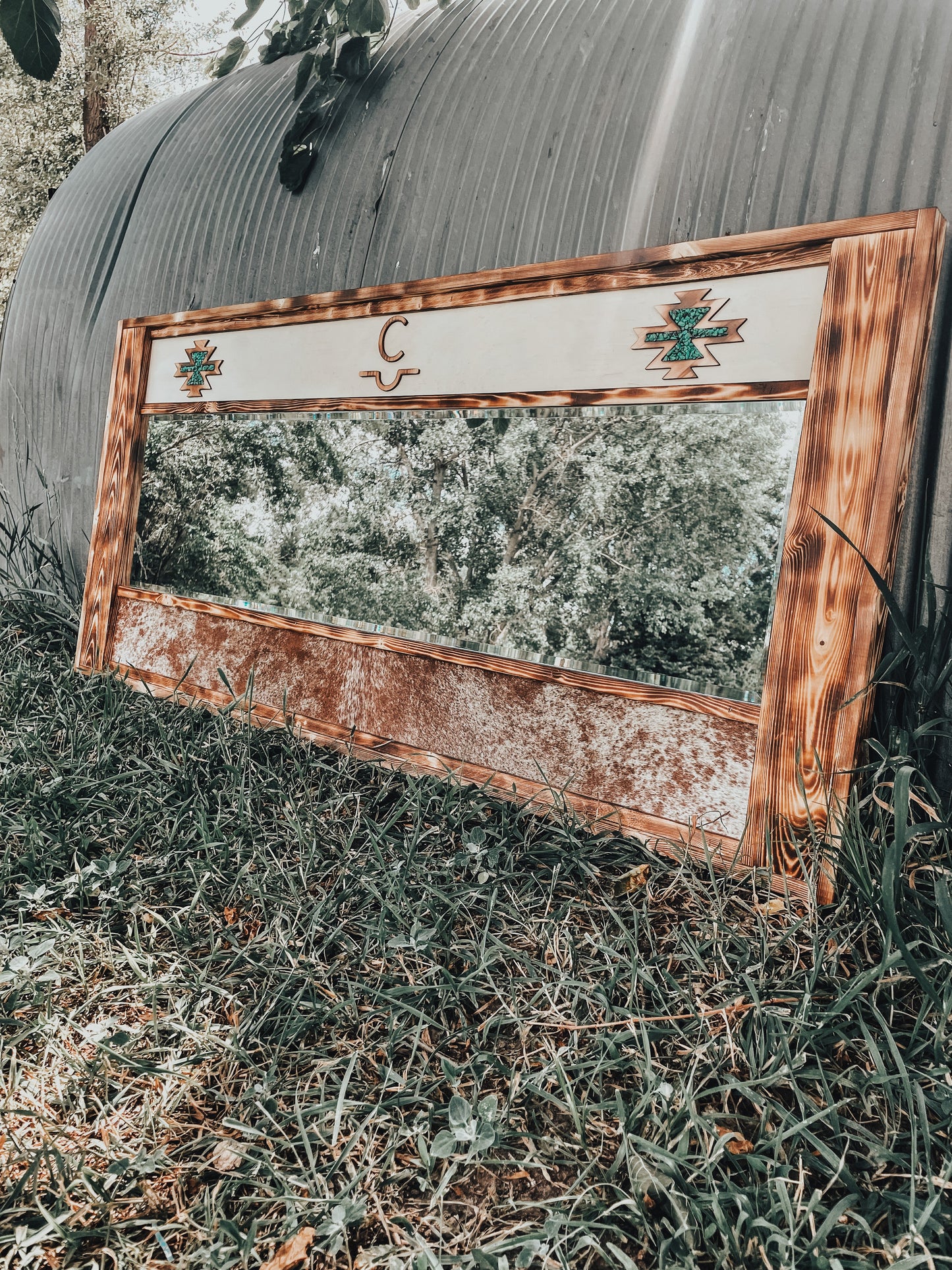 Custom Cowhide Mirror