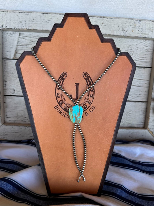 Kelter Sterling Silver Pearl + Turquoise Bolo