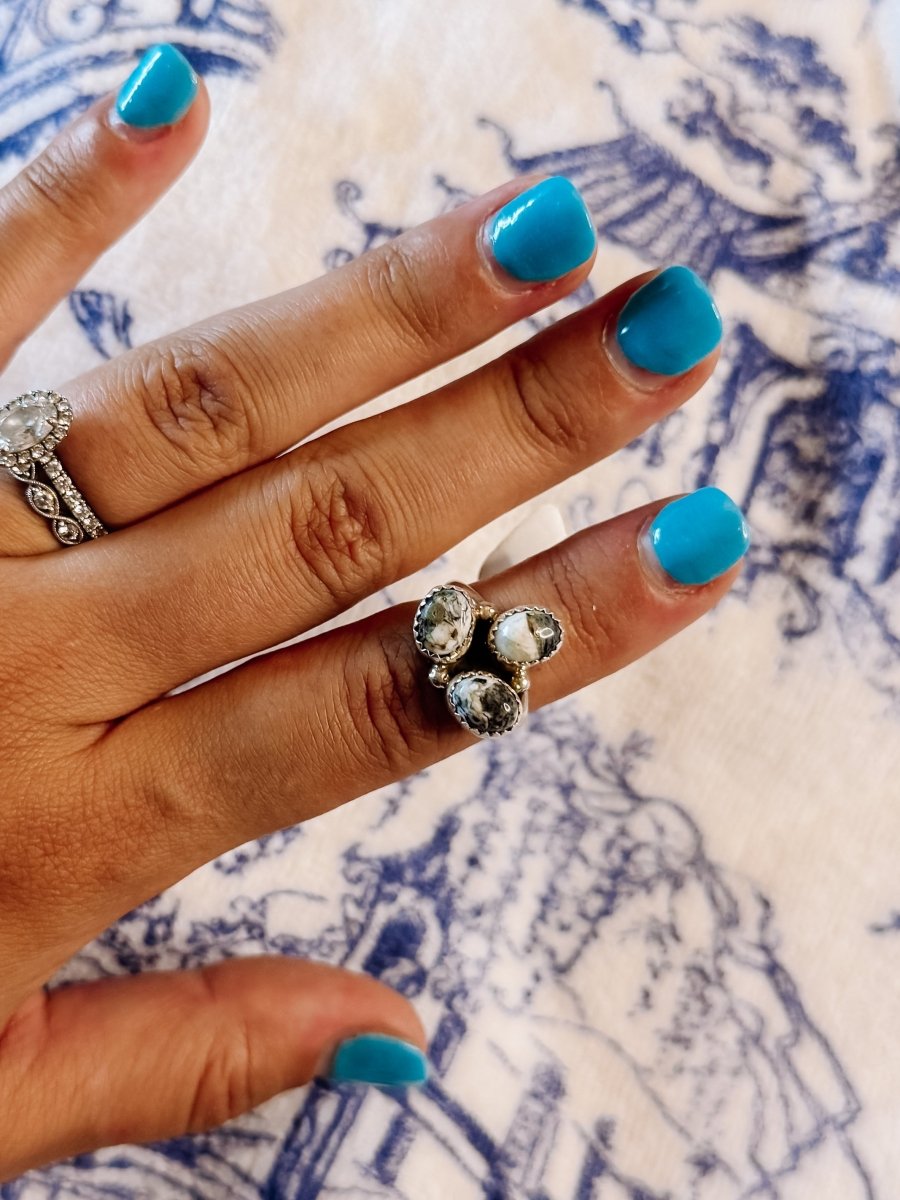 Lindale White Buffalo 3 Stone Ring