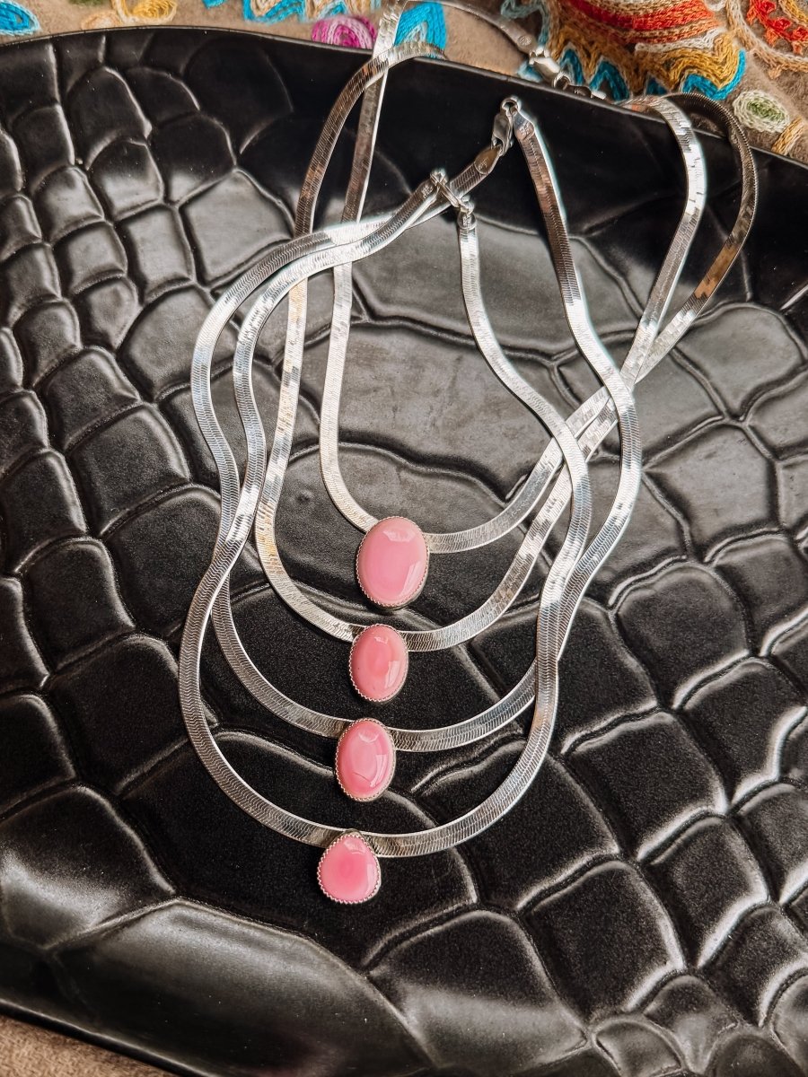 Linden Herringbone Stone Necklace
