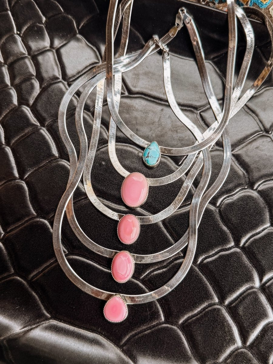 Linden Herringbone Stone Necklace