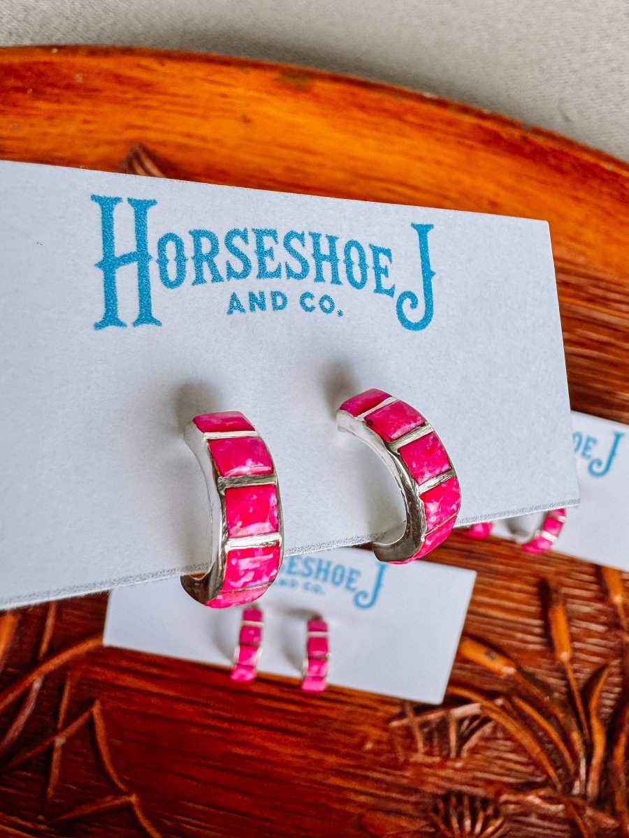 Linden Pink Opal Hoop Earrings