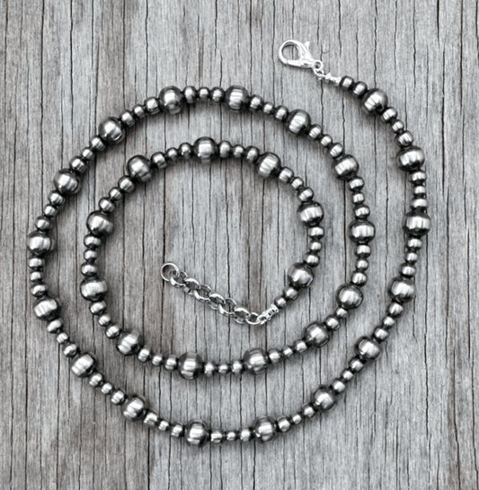 Multi Size Silver Pearl Necklace