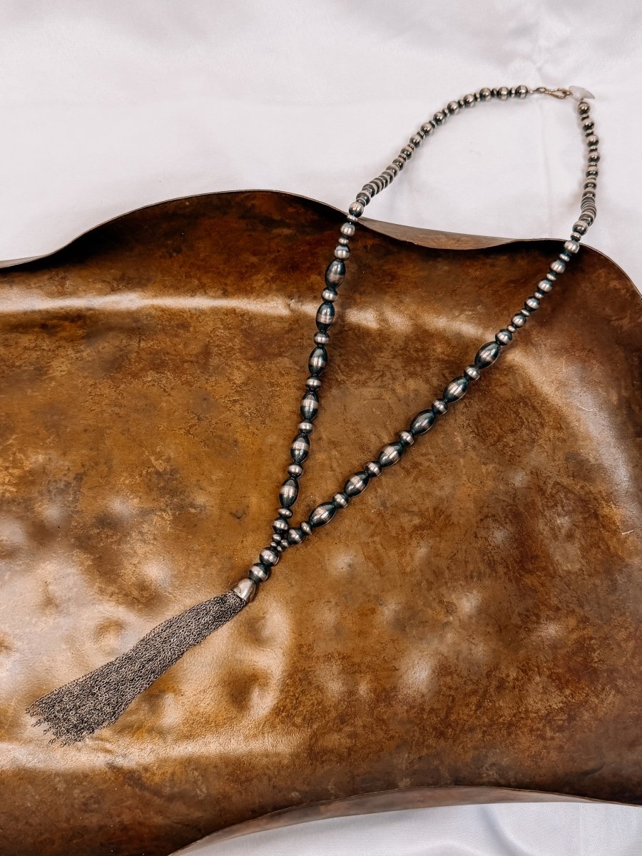 Norris Silver Pearl Tassel Necklace
