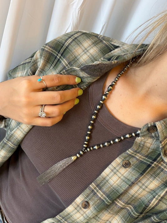 Norris Silver Pearl Tassel Necklace