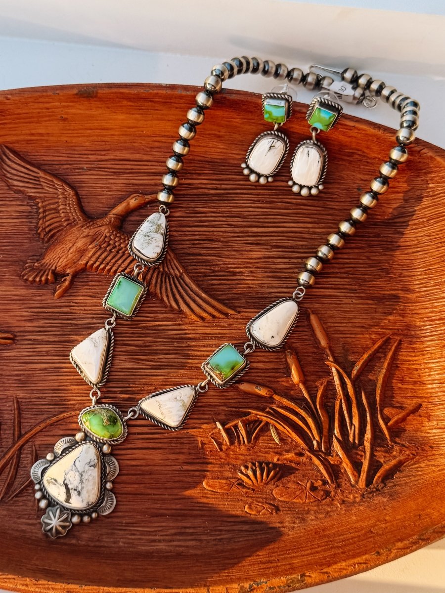 Overton Sonoran Gold/White Buffalo Necklace + Earring Set