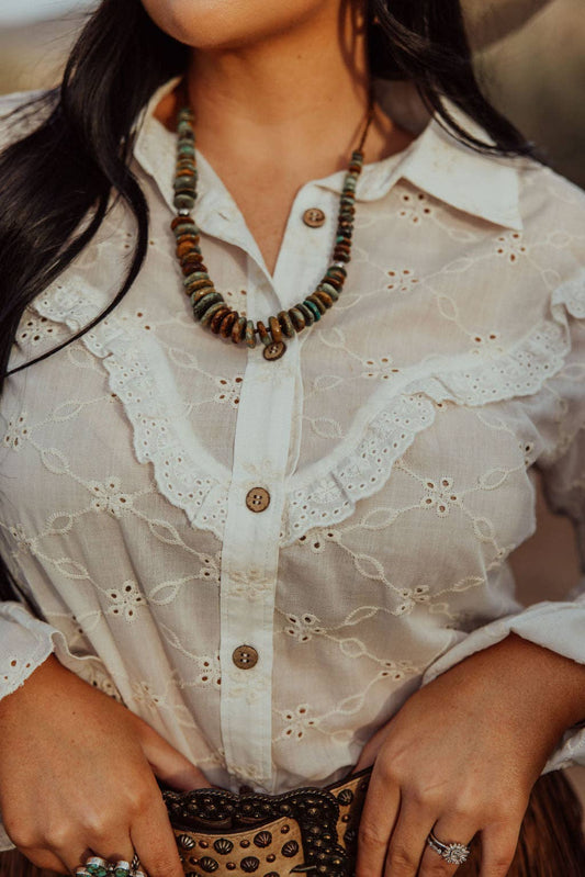 Prairie Eyelet Ruffle Top - small remains