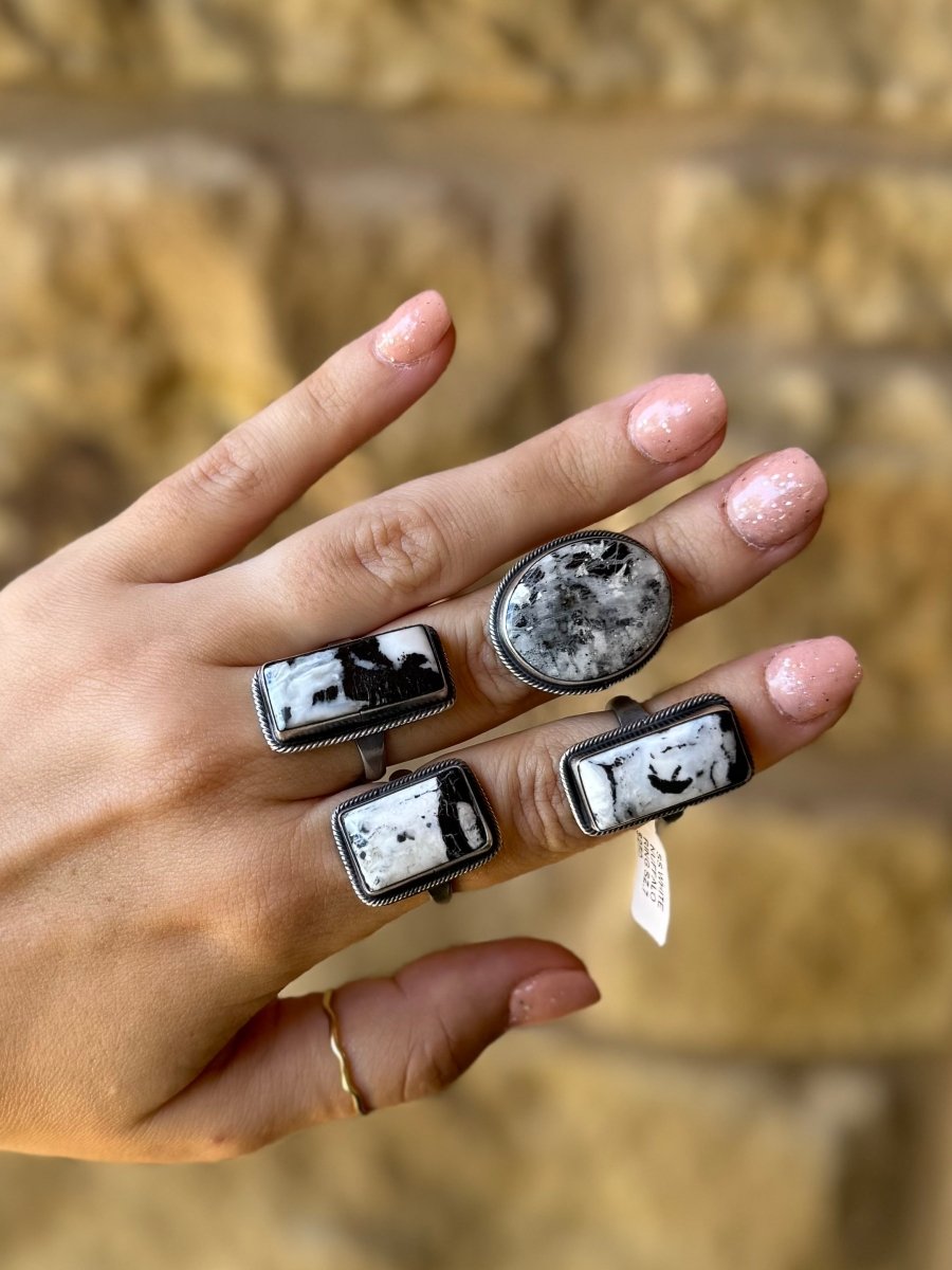 Sinton White Buffalo Rectangle Ring