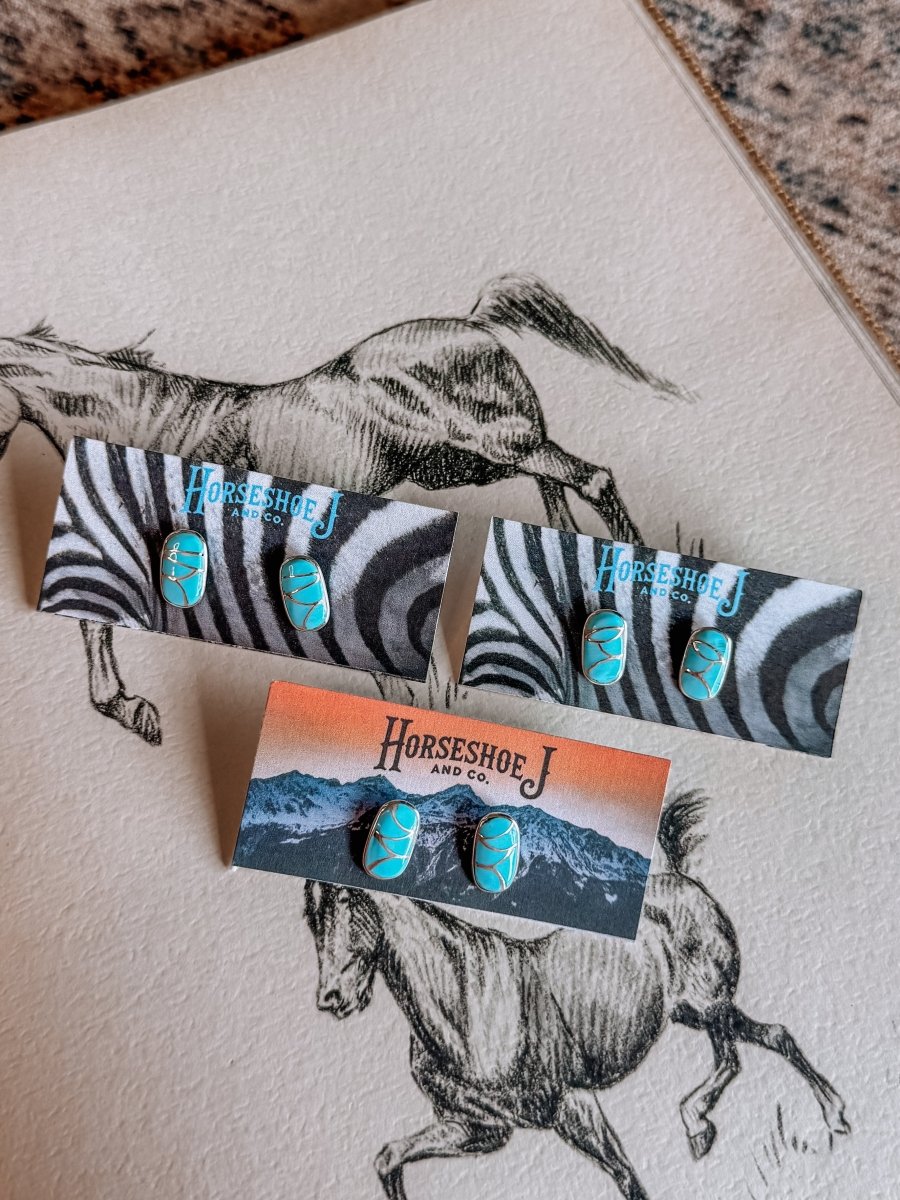 Raisin' Cain Turquoise Inlay Stud Earrings