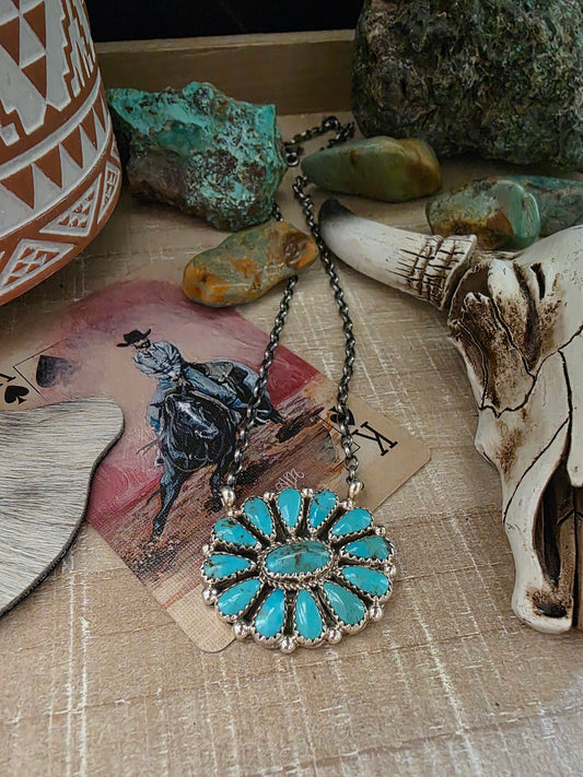 ALICIA WILSON KINGMAN TURQUOISE CLUSTER NECKLACE