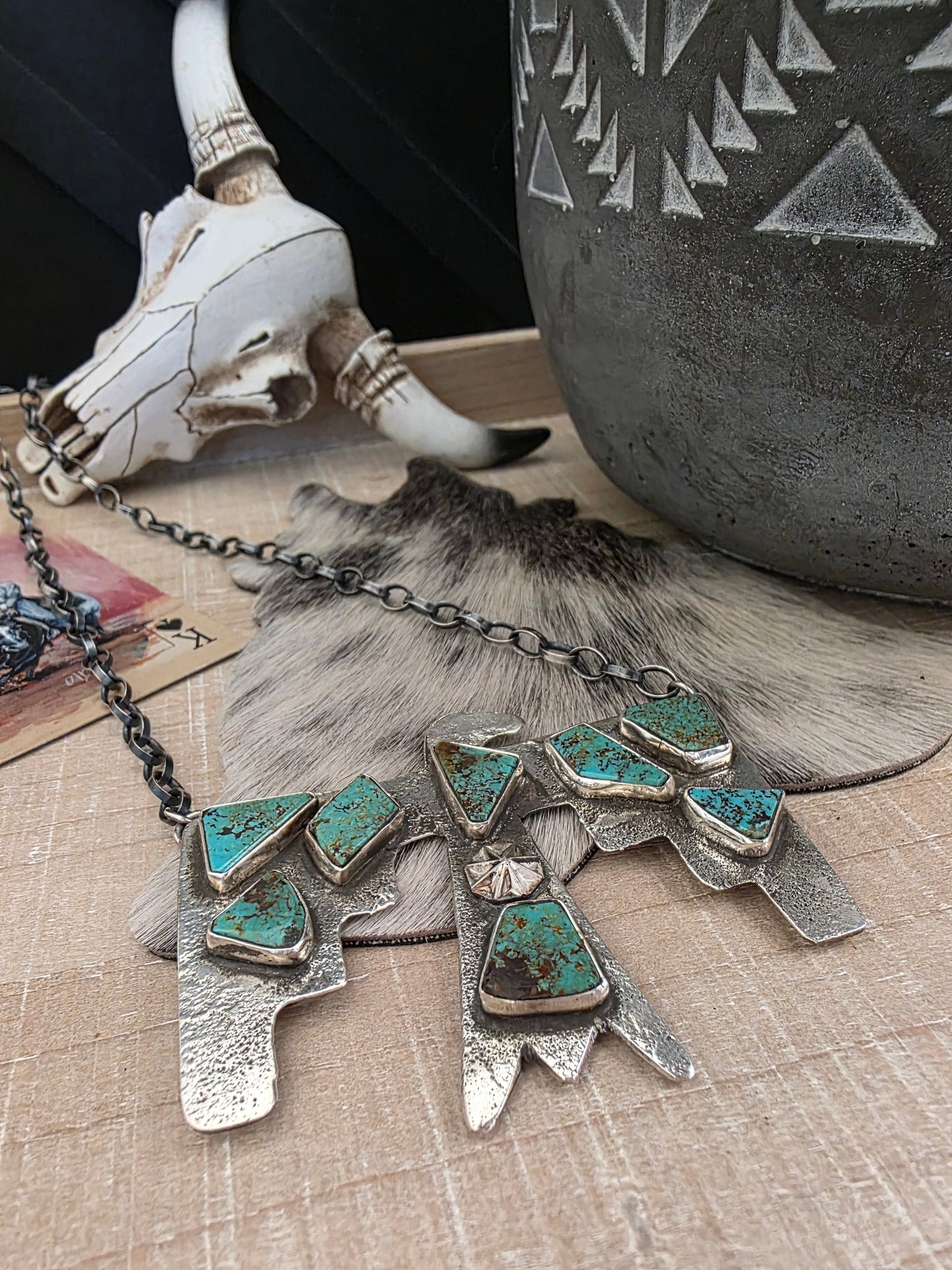 JUDE CANDELARIA ZUNI TURQUOISE THUNDERBIRD NECKLACE