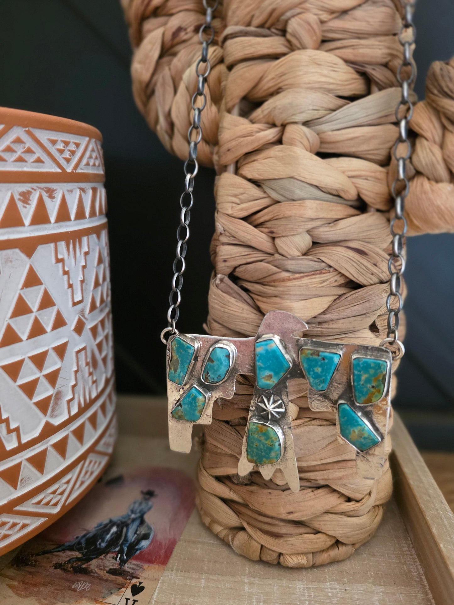 JUDE CANDELARIA ZUNI TURQUOISE THUNDERBIRD NECKLACE