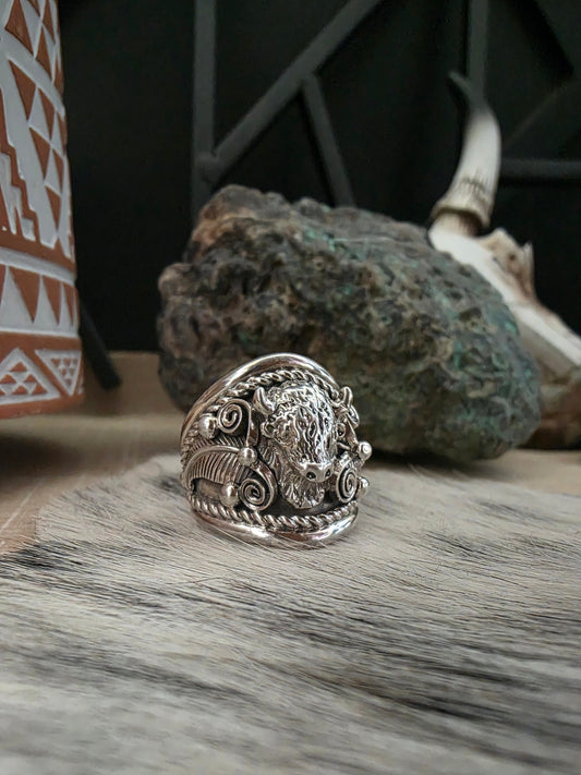 MARCUS GISHAL STERLING SILVER BUFFALO RING