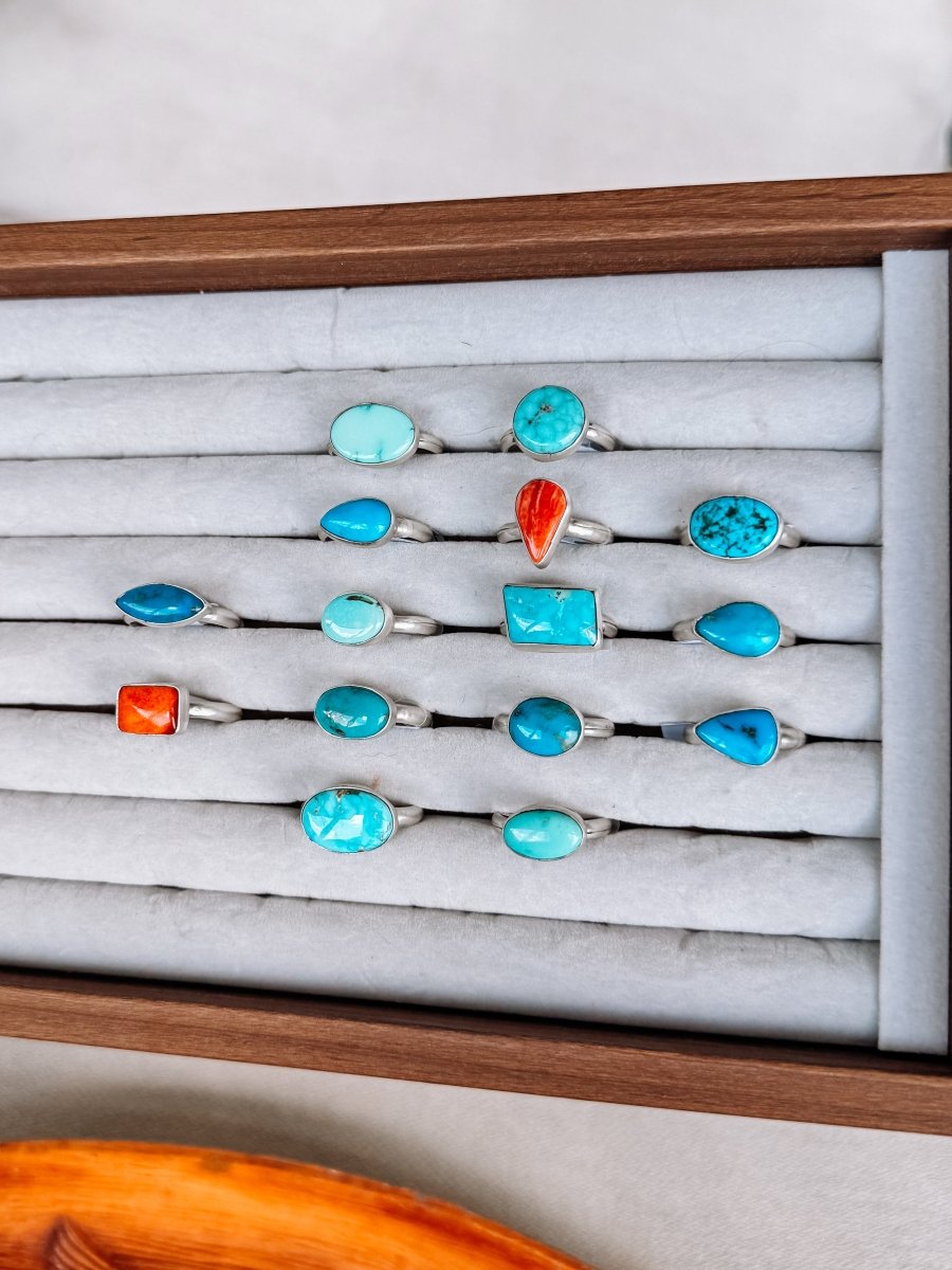 Seabrook Turquoise & Orange Spiny Rings
