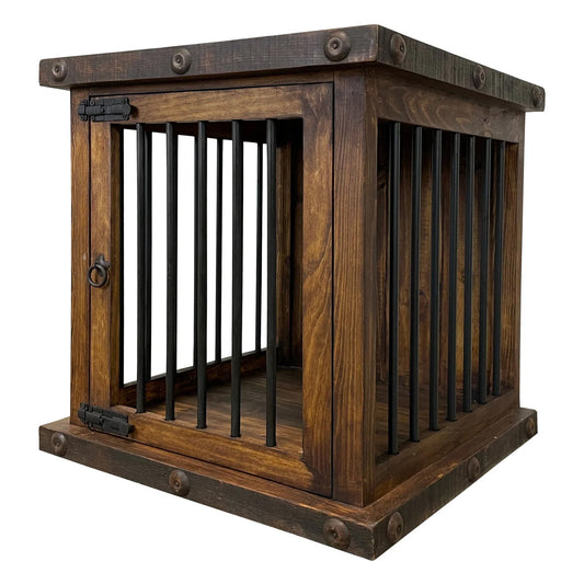 Oasis Small Rustic Dog Wood Kennel in Dark Wax