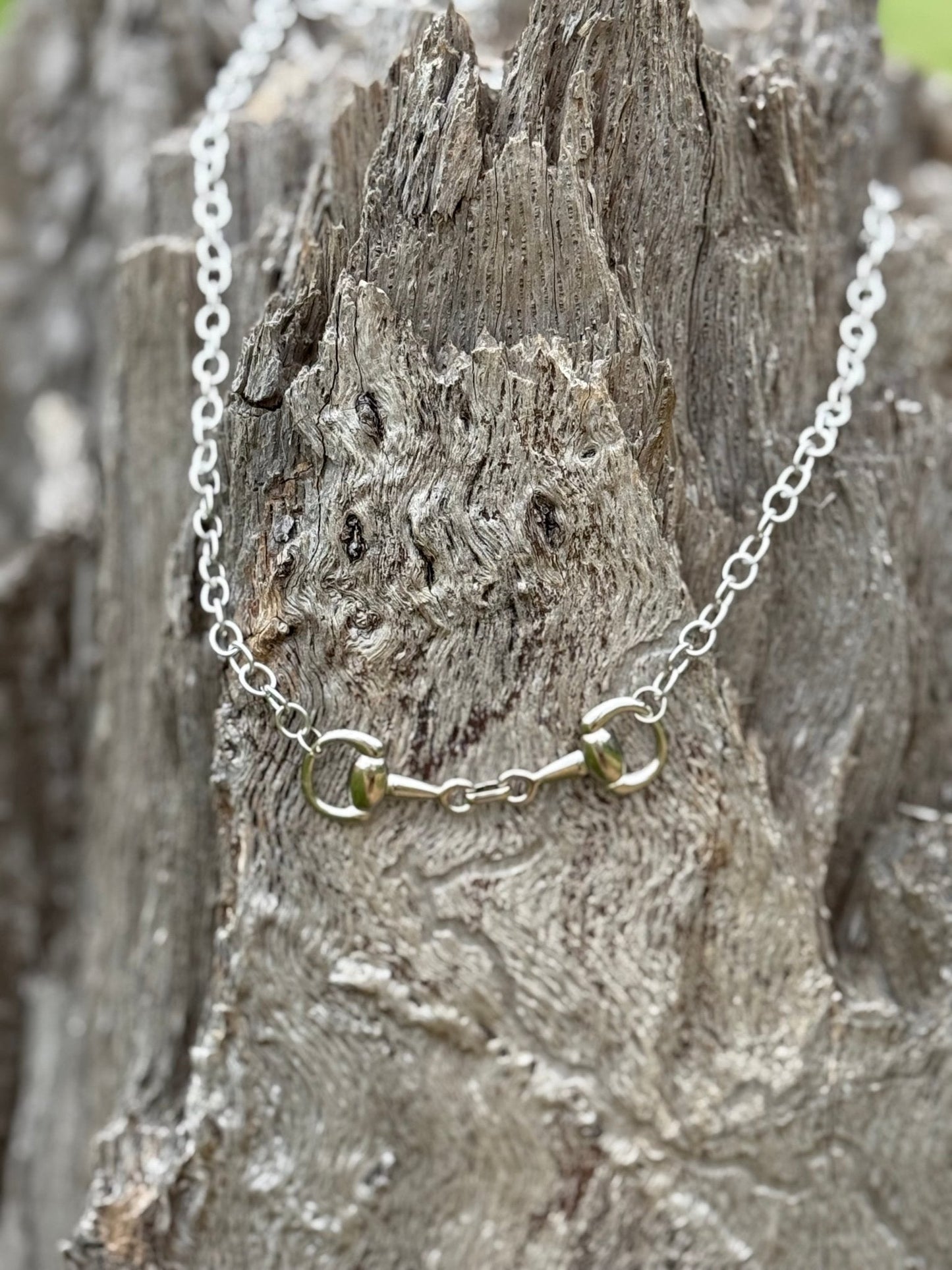 Snaffle Bit Silver Chain Necklace