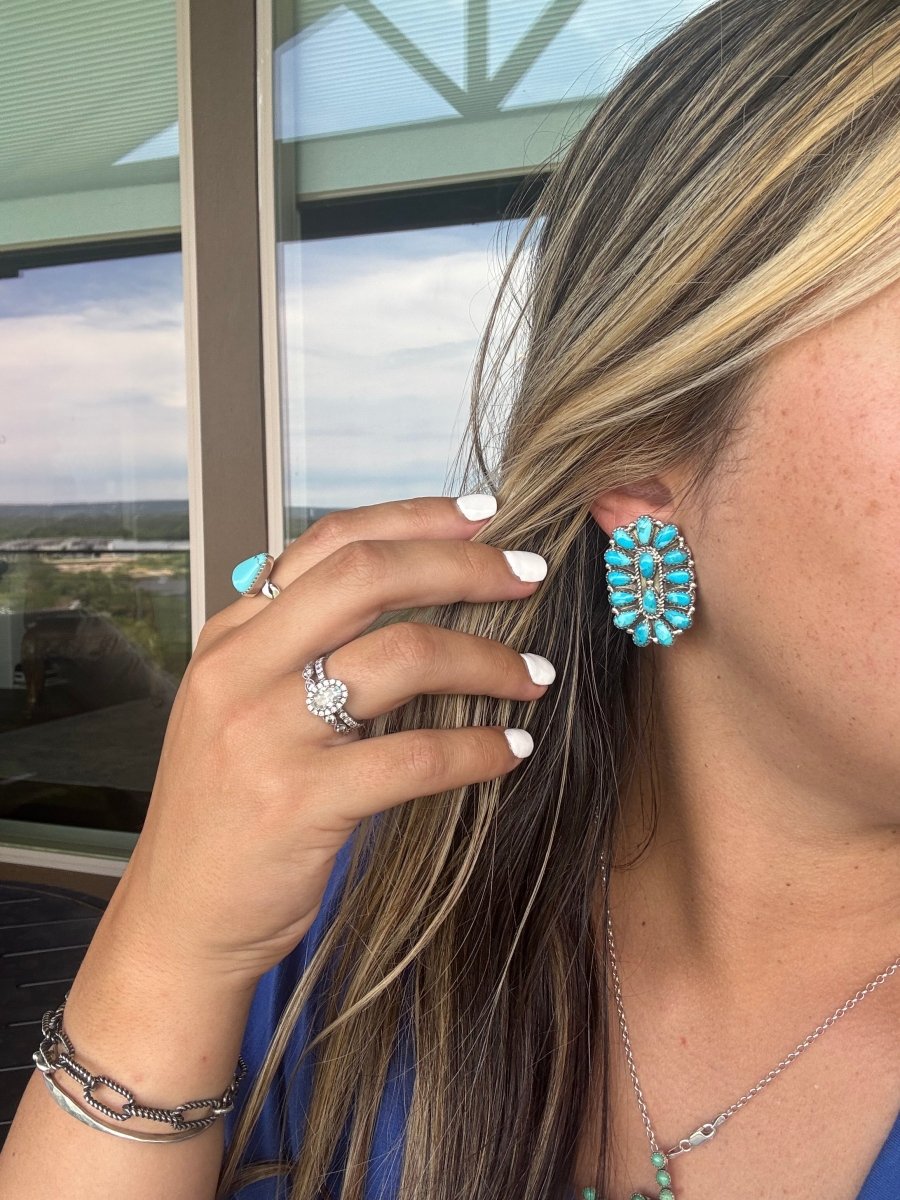 Snook Turquoise Cluster Earrings