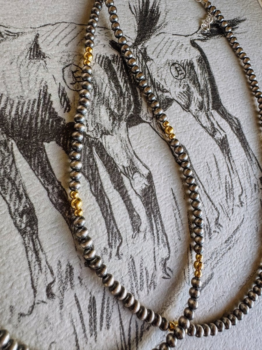 Snyder 2 Tone 4mm Pearl Necklace with Gold Beads