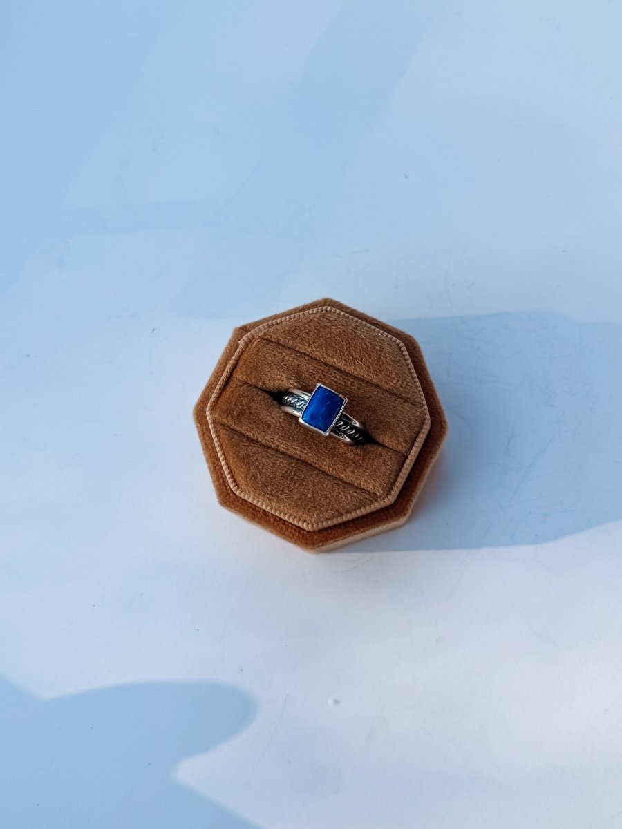 Temple Rectangle Blue Lapis Ring