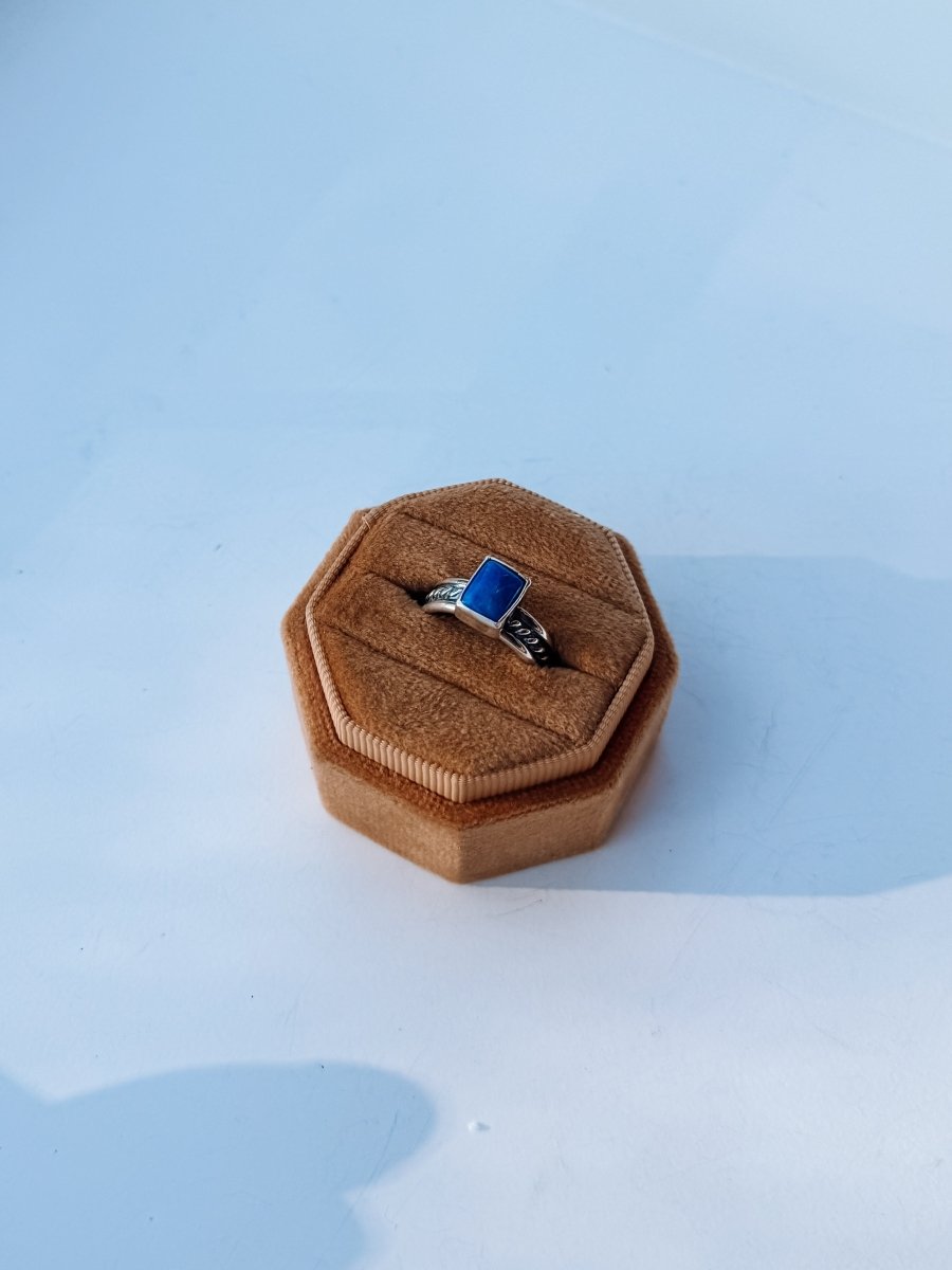 Temple Rectangle Blue Lapis Ring
