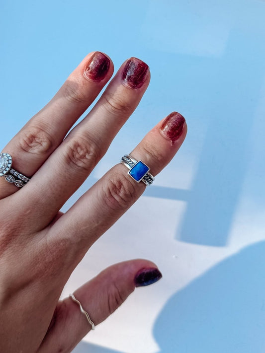 Temple Rectangle Blue Lapis Ring