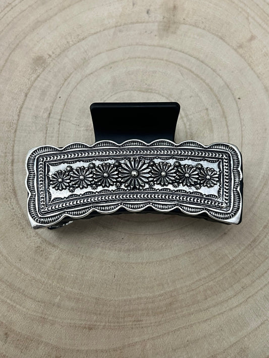 Western Faux Silver Claw Clip