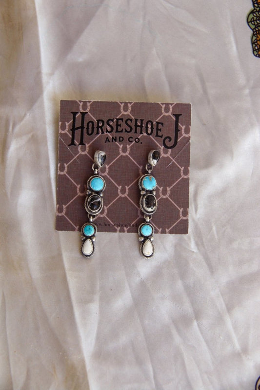 White Buffalo & Turquoise Earrings