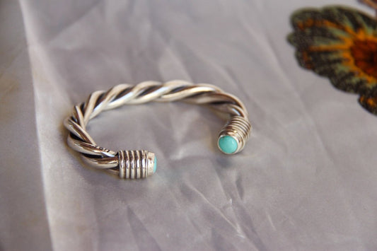 Wylie Turquoise Cable Cuff Bracelet (Large)